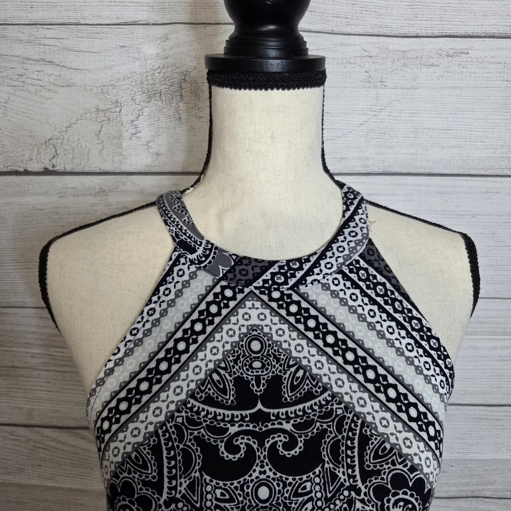Venus Black And White Paisley Dress, Size S - Picture 3 of 5